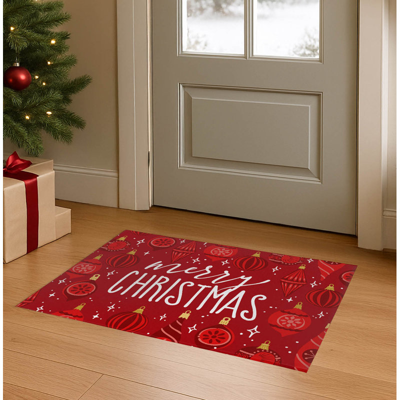 Paillasson Ornaments, Abstrait rouge, L 36 po x L 60 po