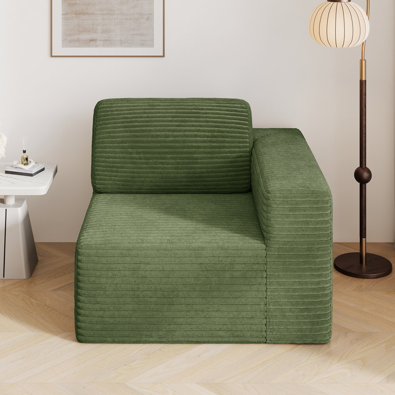 Fauteuil d'appoint modulaire en velours côtelé de 40 pouces, faisant face à la main droite, sans assemblage requis Canapé simple avec éponge à double soutien
