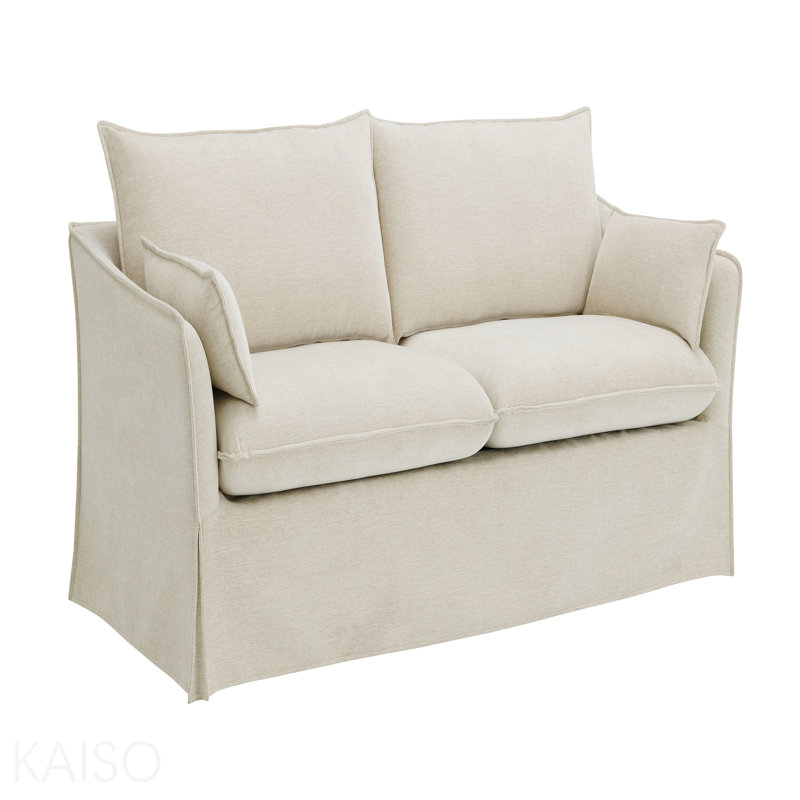 Beige Linen Sofa W/2 Pillows