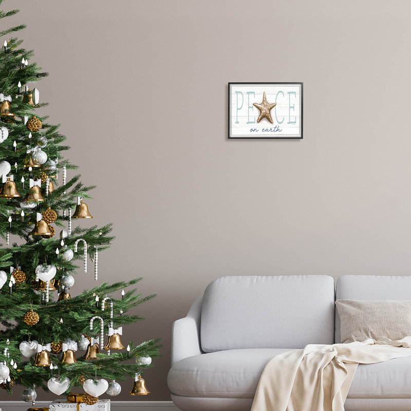 «Peace on Earth Starfish Sign» par Elizabeth Tyndall - impression sur toile, H 11 po x l 14 po x P 1,5 po