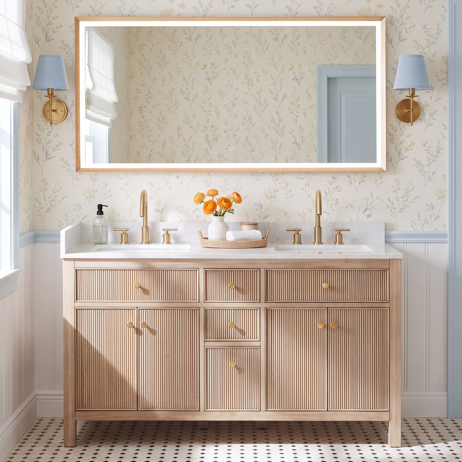 Lala 60" Double Bathroom Vanity, Nature Oak