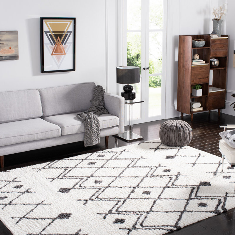 Tapis ivoire / gris foncé Alieshia Performance, Rectangle 5 pi 1 po x 7 pi 6 po