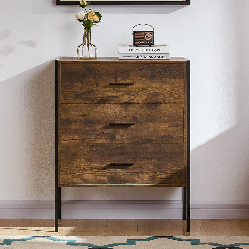 Oscar 3 Drawer Chest Of Drawers, Dark Wood