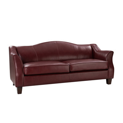 Ashantae 81.5'' Traditional Genuine Leather Sofa with Solid Tapered Wood Legs