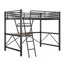 Full Size Loft Metal&MDF Bed With Desk And Shelf, Black