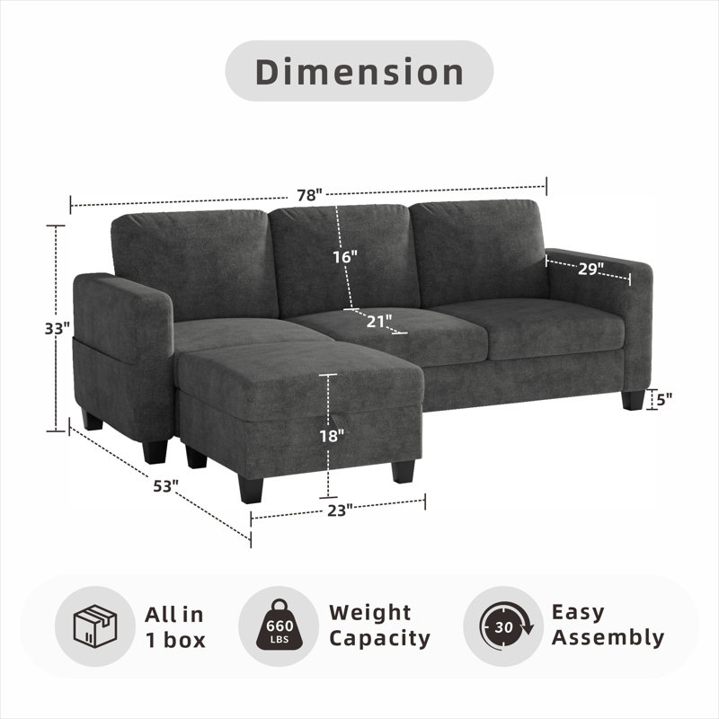 Jaydie 78" Upholstered Sofa Couch