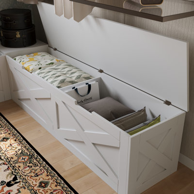 L-shape Storage Bench With Cushion