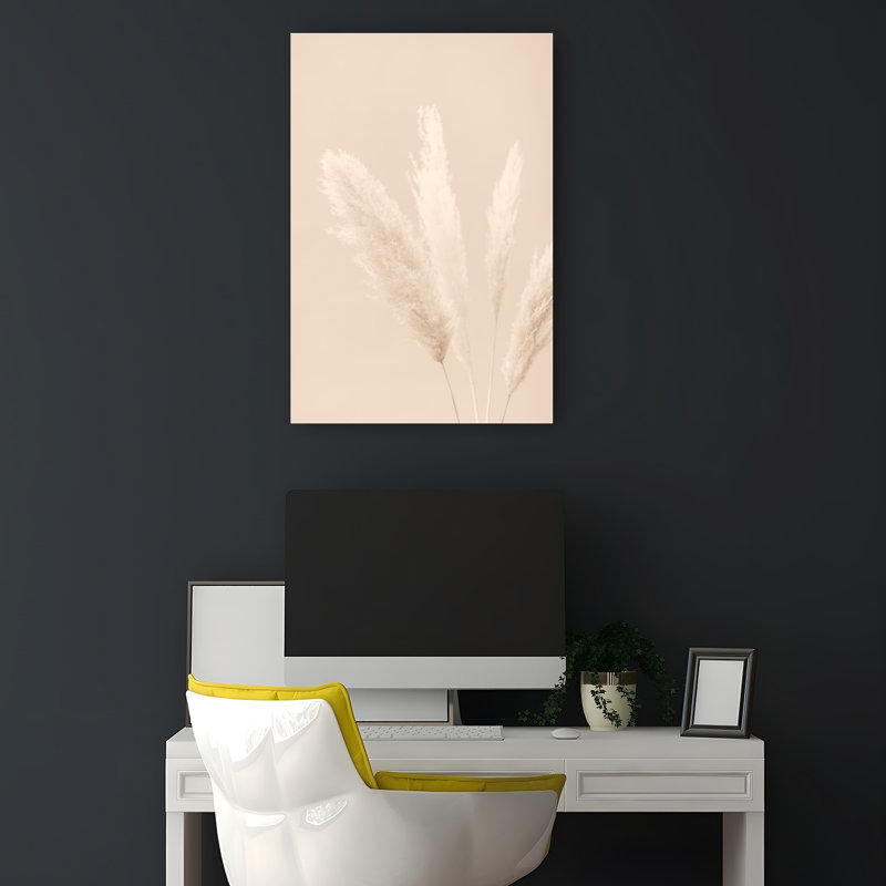 Soft Pampas Plumes Delicate Elegant Minimalist Plant Wall Art Print 1 Piece Wrapped Canvas Wall Art