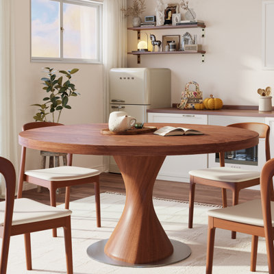 Modern Round Solid Wood Dining Table For 2/4/6