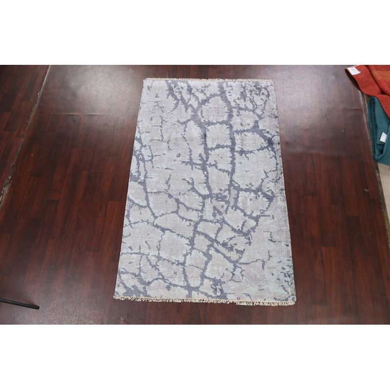Tapis unique gris noué à la main nouvel âge 5 pi x 7 pi 11 po
