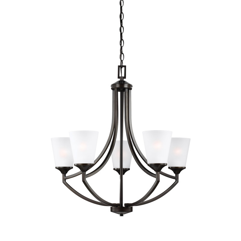 Lustre à cinq lumières Hanford de Génération Éclairage , Oui, Nickel brossé