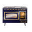 Cuisinière à double combustible 48 pouces avec 8 brûleurs scellés et plaque chauffante (porte vitrée) ILVE Nostalgie II Series Noblesse-1767842450-1767842454-1767842538