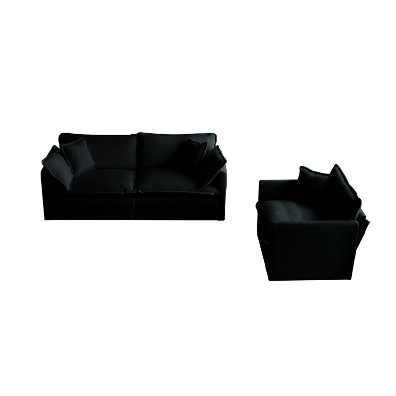 Confortable 2: chenille noire et coussins en mousse épaisse avec chenille: soutien