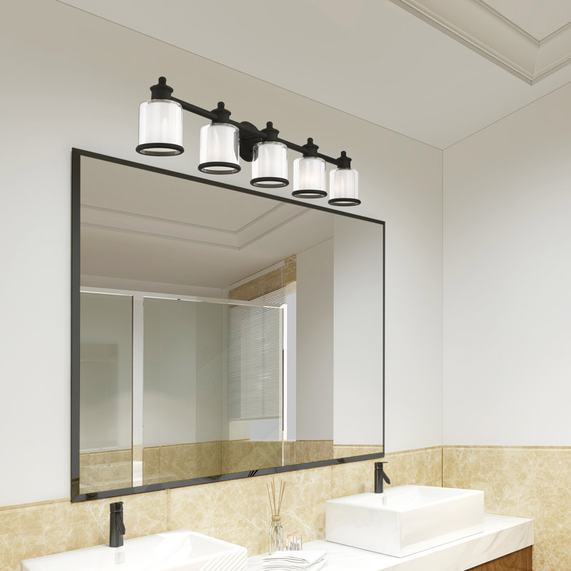 Éclairage pour salle de bain 5 lumières à intensité variable Allysa, Noir