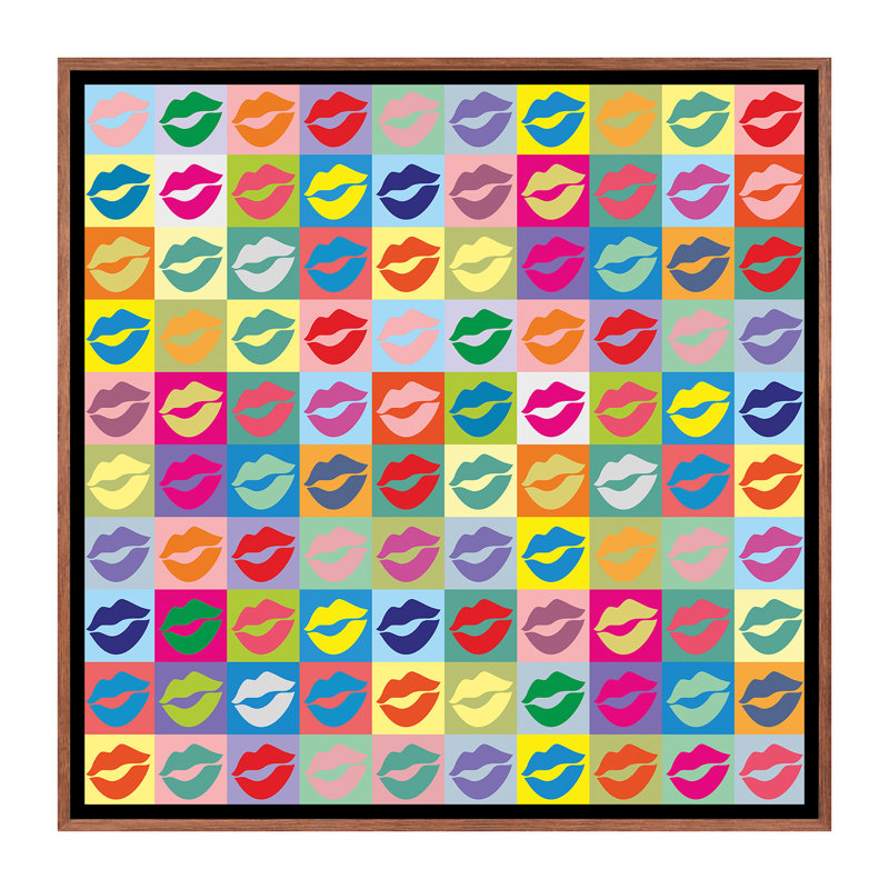 Décoration murale «Many Kisses» pour enfants, Toile classique avec cadre brun, H 37 po x l 37 po x P 1,5 po