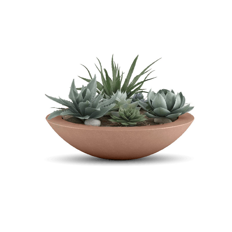 Oceanside Shallow Concrete Planter, Antique Rose, 6" H x 24" W x 24" D