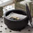 31.5" Round Coffee Table with Storage, Fluted Wood Pedestal Coffee Table-1299988435