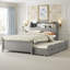 FAlano Wood Storage Platform Bed with LED Headboard, USB Charging Ports, Trundle Bed & Drawers-2095699622-2095699618