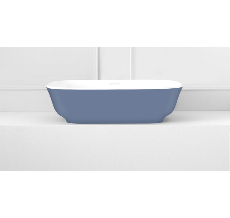 Victoria + Albert Amiata 16.25'' Gloss White/Matte Pigeon Blue Volcanic Limestone Rectangular Bathroom Sink