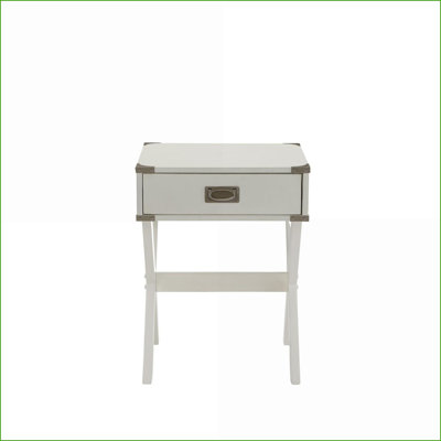 Table basse carrée à finition blanche avec tiroir, conception peu encombrante pour le salon, capacité de poids maximale de 40 lb