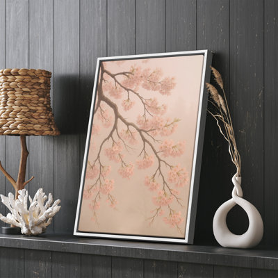 Soft Pink Cherry Blossom Branch Framed Wall Decor for Bedroom Print Wall Art