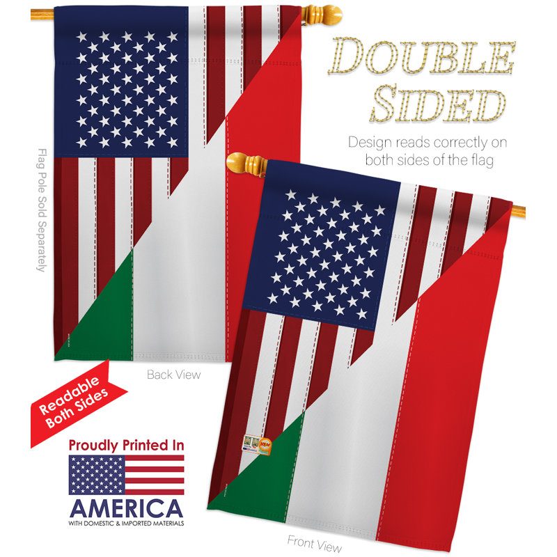 Amitié italien des états-unis en polyester à 2 côtés 40 x 28 po the world impressions ensemble de drapeau