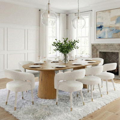 Ensemble de table de salle à manger à rallonge de 46 à 83 po avec chaises ouvertes et rembourrées, ensemble de salle à manger rond à ovale pour 4 à 8 personnes