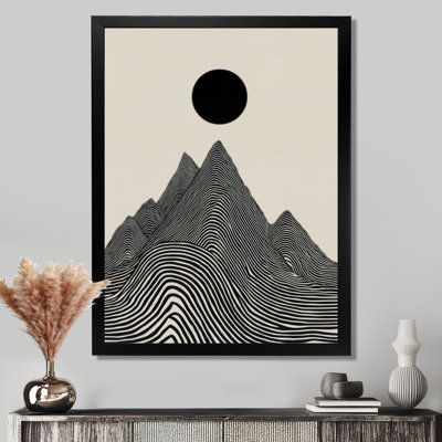Abstract Mountain Waves Vortex - Waves Wall Art For Living Room, Black Modern Canvas Print