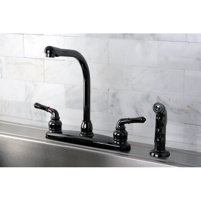 Kingston Brass Water Onyx Two-Handle 4-Hole 8" Centerset Kitchen Faucet with Side Sprayer Kingston Brass