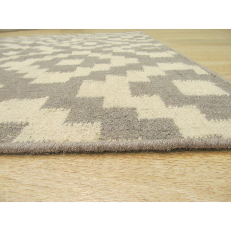 Tapis contemporain gris à motif géométrique de treillis à losanges gris, 5 pi x 8 pi