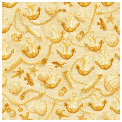 Anchor Seashell Pattern Wall Tapestry - Nautical Wall Decor