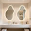 Asymmetrical LED Frameless Backlit Wall Mirror Bathroom Vanity Mirror with 3 Colour Adjustment and Anti-Fog-416228455-432333236