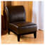 Élégant fauteuil de chambre en cuir reconstitué brun, l 33,75 po x P 24,5 po, base en bois d'unité centrale, H 33,75 po