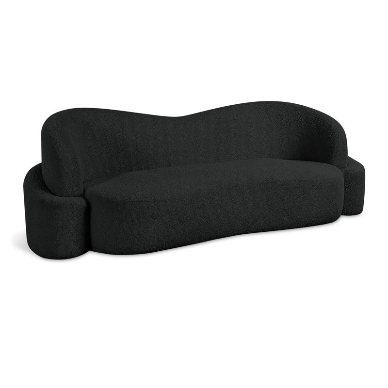 Canapé rembourré Ishawn, Tissu bouclé noir