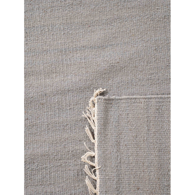 Alithea Hand Woven Flat Weave Kilim Wool Eco-Friendly Area Rugs - Rectangle, Silver Color, Plain Solid Design, Low Pile Handmade Area Rugs for Living Room, Bed Room