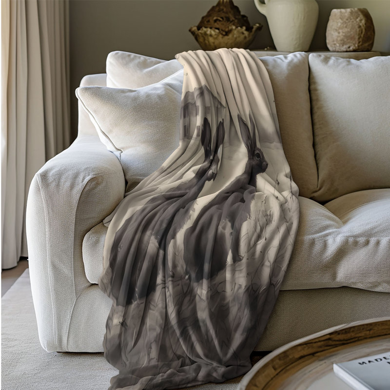 Jeté Vintage Lapins - 1 pièce Sherpa Premium, L 60 po x L 80 po