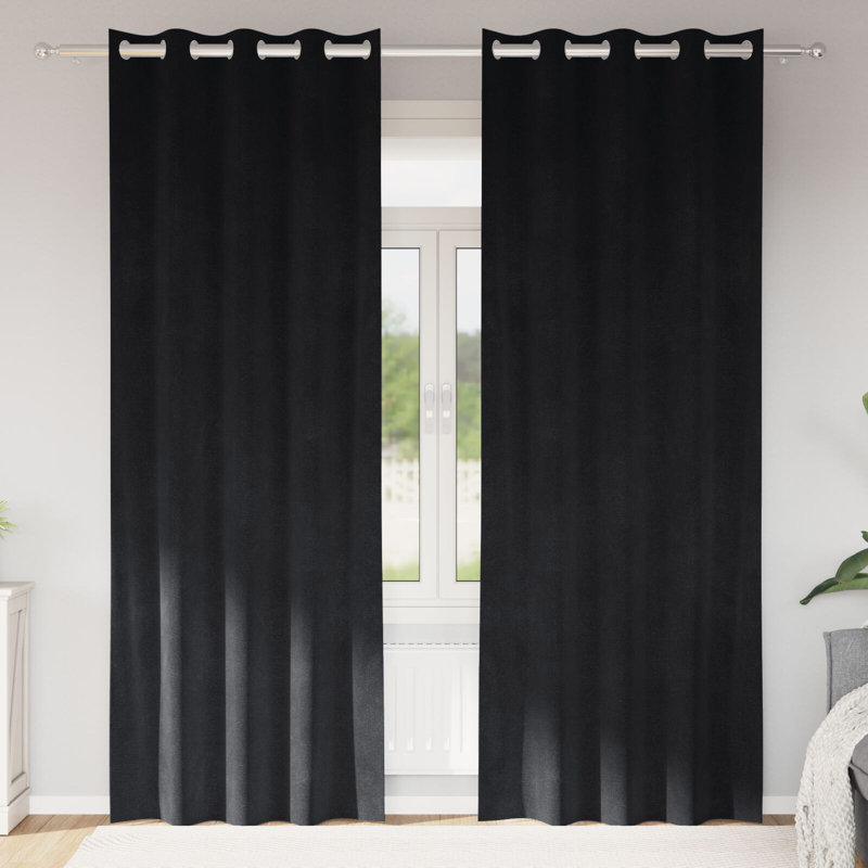 Curtains Polyester Medium Decorative Inlays, Black, 140cm Width x 225cm Drop