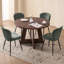 Ensemble de salle à manger moderne 5 pièces, table en noyer avec 4 chaises rembourrées vertes-111984166-111984167