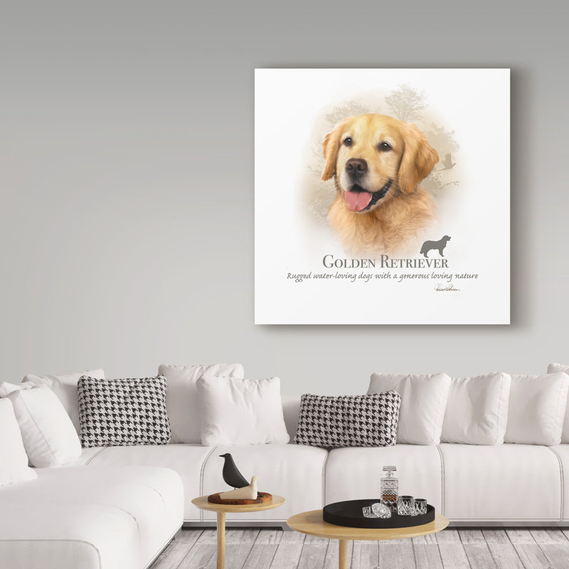 Golden retriever-reproduction sur toile tendue, H 14 po x l 14 po x P 2 po