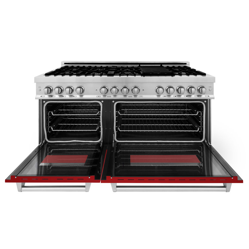ZLINE 7,4 pieds cubes Pi. Cuisinière Legacy, Rouge, acier inoxydable brillant