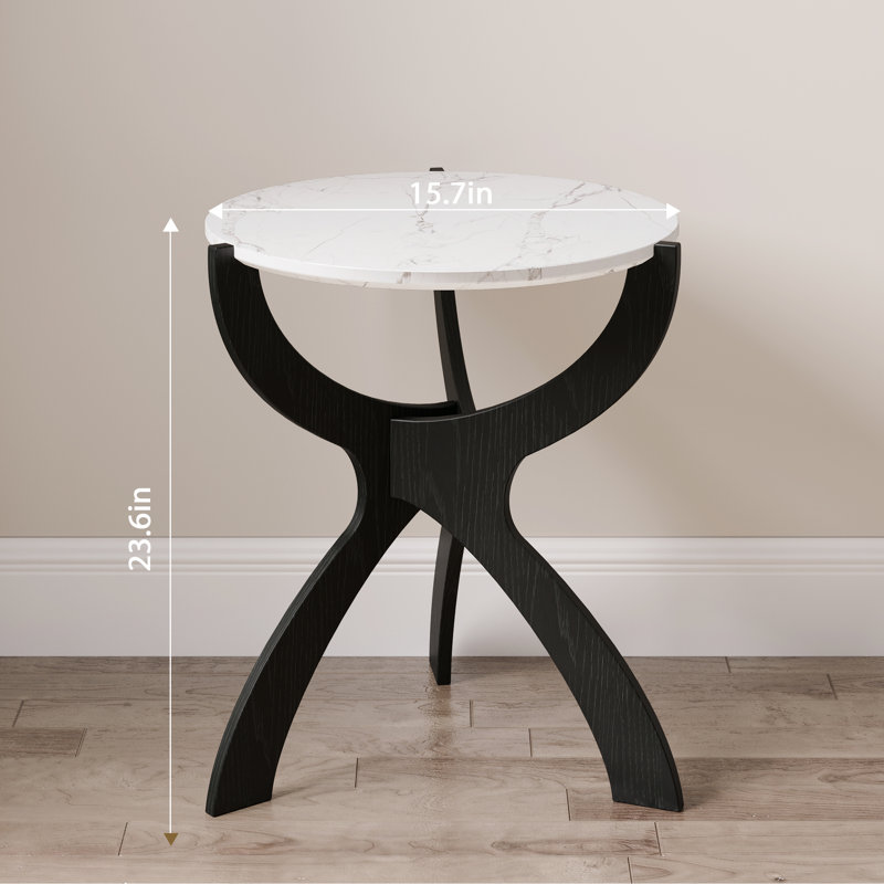 Table de bout à 3 pieds Deshanae, H 23,62 po x l 15,7 po x P 15,7 po