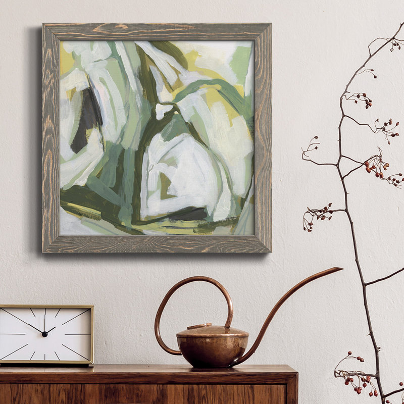 Toile encadrée Electric Lichen II-Premium - prête à être accrochée, Encadré gris, H 31,5 po x l 31,5 po x P 1,5 po