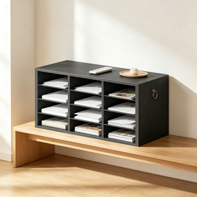 Wooden Countertop Mail Sorter, Literature Organizer with Removable Shelves, Desktop File Storage for Office, Classroom, or Home School