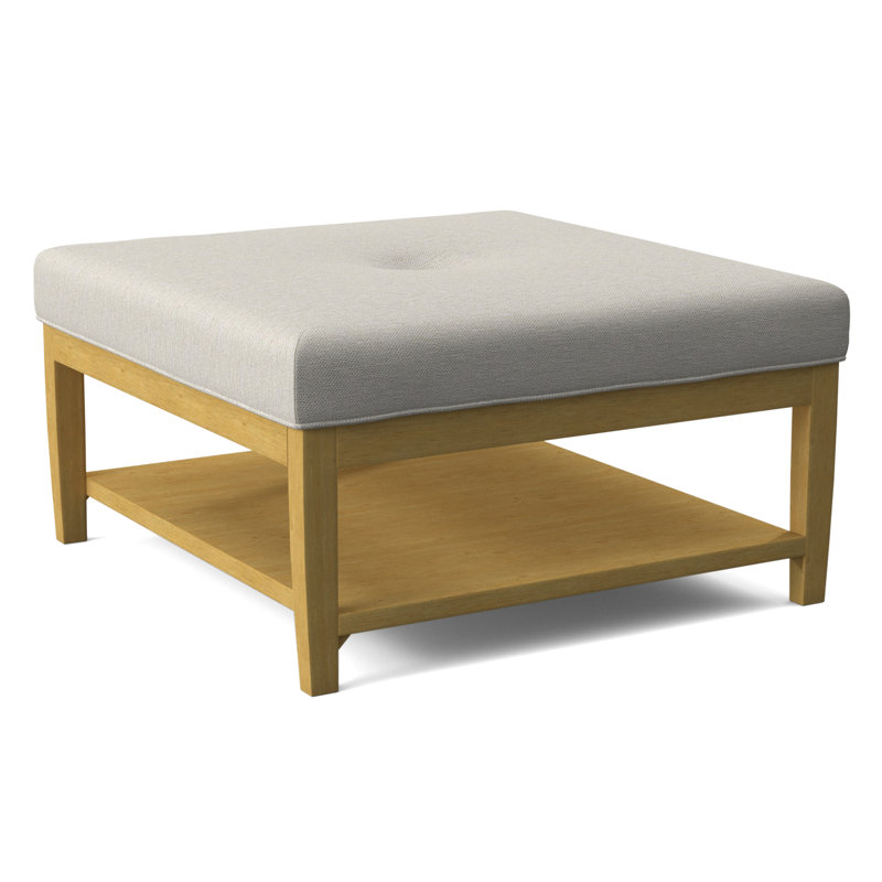 Hammond Square Ottoman, Frost White Finish, White Performance Fabric; 0851-94