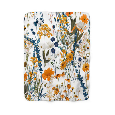 Couverture vintage en sherpa de qualité supérieure Vintage Moss Blossoms