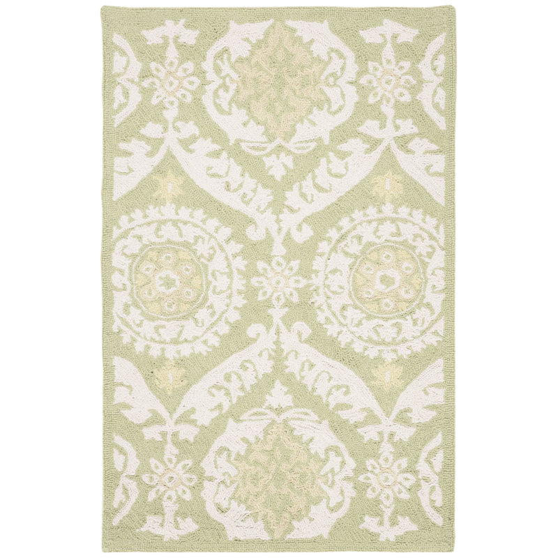 Holmsten Hand Hooked Wool Pile Floral Rug, Rectangle 2'9" x 4'9"
