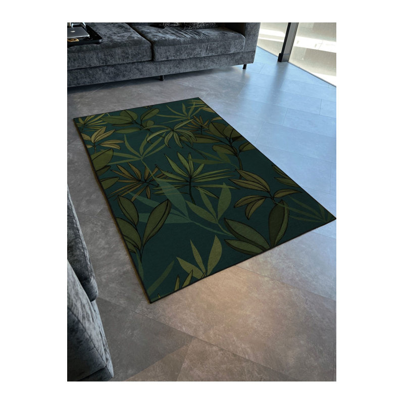 Tapis décoratif vert à motif de plantes vertes, Tapis de couloir 3 pi 3 po x 9 pi 10 po