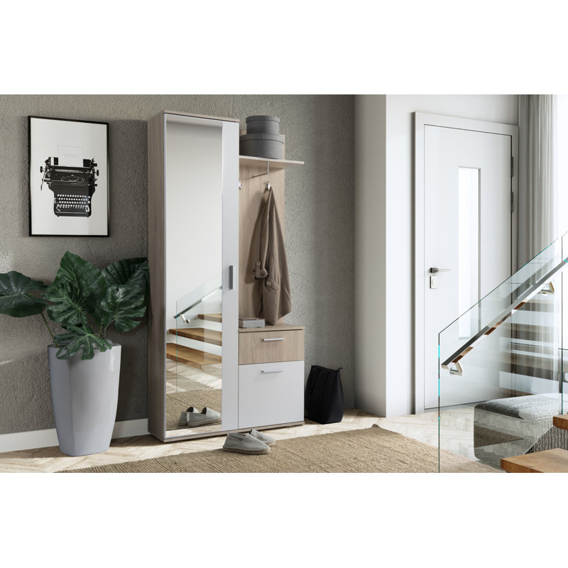 LUX DRESSING ROOM WITH MIRROR , Brown/White