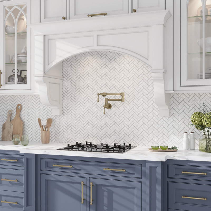 Nubes 12 x 13 Thassos Honed Marble Mosaic Herringbone Tile (5.29 Sq Ft/Case) - 5 Pack