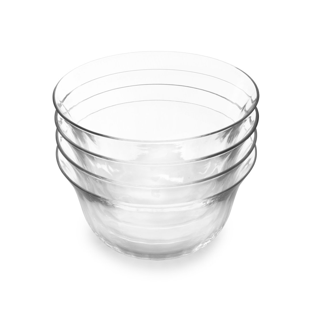 Jamie Oliver Big Love Dreamy Dessert Dishes, Pack of 4 Clear Fluted Glass Pudding Bowls, 14cm
